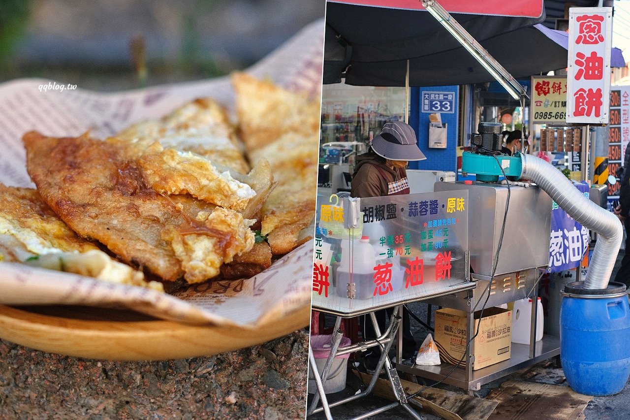 台中大雅︱臧羅蔥油餅．人氣排隊小吃，加蛋、涮上蒜蓉醬、胡椒最對味 @QQ的懶骨頭